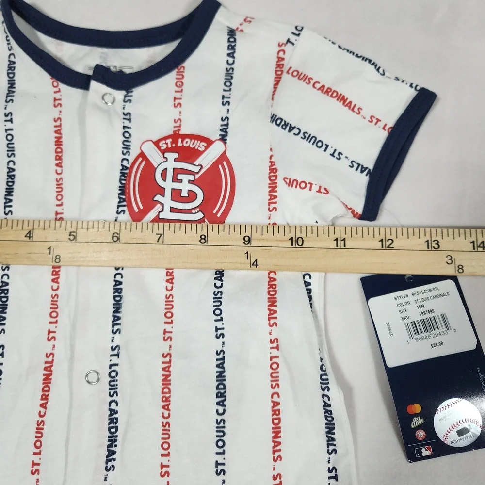 MLB St Louis Cardinals Romper Baby 18M‎ White Cotton Baseball Jersey Style